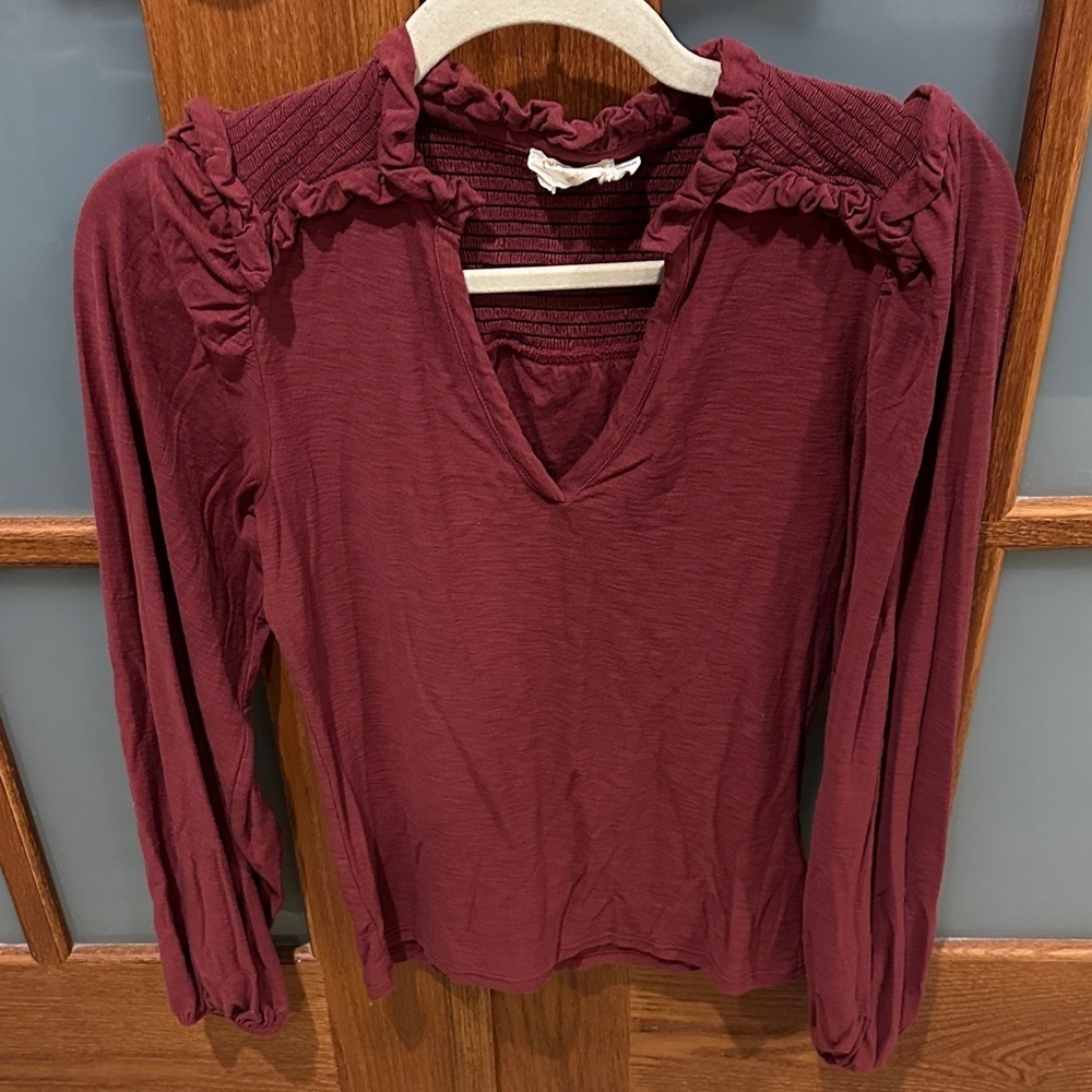 Nation LTD Ruffled Maroon Blouse​​ - Picture 3 of 7
